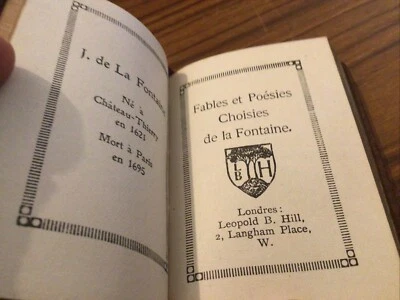 MINIATURE LEATHER BOOK ANTIQUE~La Fontaine-Fables Et Poesies ~ 9.5 X 6 cm C 1920 - Image 1 of 4