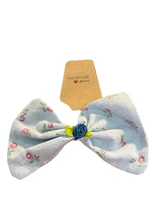 hair clip vintage accessory handmade new blue floral - Picture 1 of 6