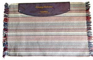 Tommy Bahama 4th of July Fringed Striped Placemats Reversible Washable Set of 4 - Picture 1 of 5