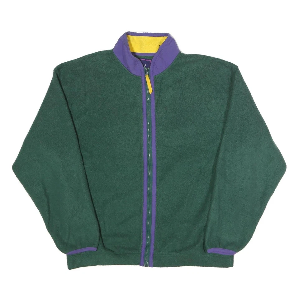 GAP Mens Green & Purple Zip Up Polyester Fleece Jacket L Casual Warm Outerwear - Image 1 of 4