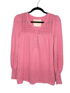 Love Rocks Damen Small Babydoll Strick Henley Pullover Pink Preppy Y2K - Bild 1 von 8