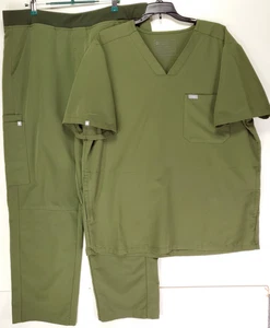 Figs Scrub Set Men's XL Chisec Top & XL/S Axim Cargo Pants Rare Dark Olive Green - Picture 1 of 18