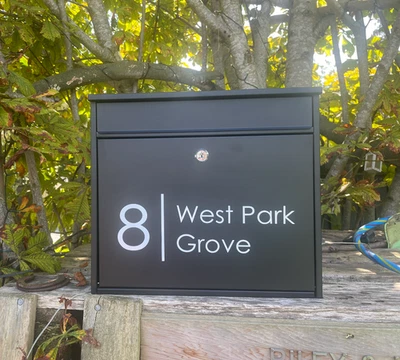 Personalised Post Box Large Letter Mail Box Steel Lockable Wall Mount - Image 1 of 2