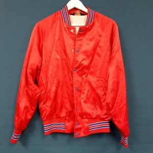 Vintage Sports Master Paints Red Satin Horse Varsity Bomber Jacket No Size Shown - Picture 1 of 7
