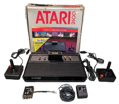 Atari 2600 Darth Vader Black Console With 2 Controllers, Original Box & 32 Games - Image 1 of 4