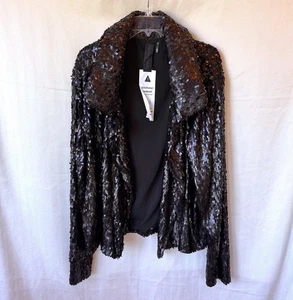 Chaqueta Norma Kamali Malla con Lentejuelas Negras Talla XL - Imagen 1 de 7