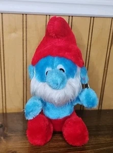 Bolso de frijoles de felpa vintage 1983 Papa Pitufo 8" Peyo Wallace Berrie & Company NUEVO suave - Imagen 1 de 8