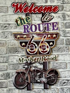 Blechschild Biker Route 66  geprägt Motorrad Route 66 Geschenk Used Look 77x4... - Bild 1 von 4