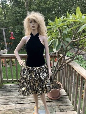 Vestido de fiesta vintage años 80’s 90’s talla 9/10 dorado metálico cojo terciopelo negro Foto 1 de 4