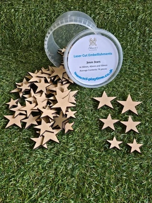 3mm MDF Laser Cut Star Embellishments - Image 1 of 4