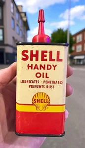 VINTAGE ADVERTISING  SHELL OIL  CAN HANDY OILER TIN W/ Cap - Picture 1 of 12
