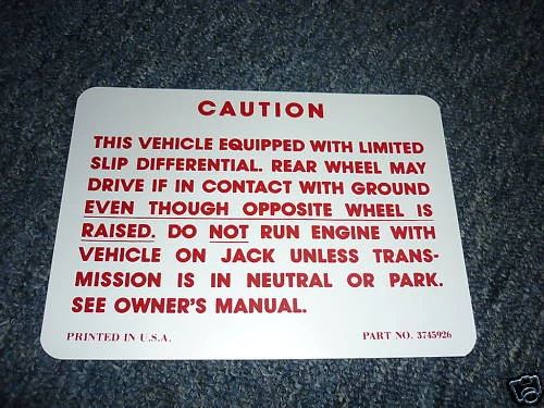 1966 1967 CHEVROLET CHEVELLE SS MALIBU POSI WARNING D Foto 1 de 1