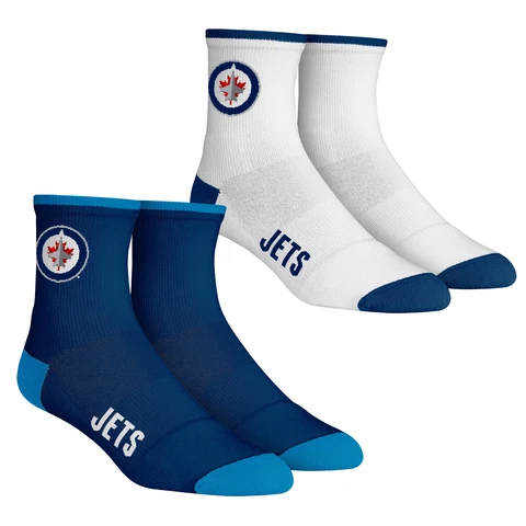 Youth Rock Em Socks Winnipeg Jets Core Team 2-Pack Quarter Length Sock Set Cover