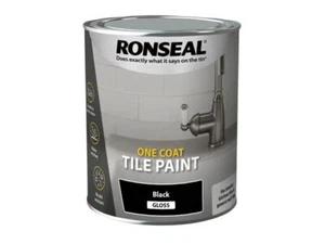 Ronseal - One Coat Tile Paint Black Gloss 750ml - Picture 1 of 1