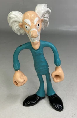 Vintage 1987 Mad Scientist Arco - Blue Bendy Bendable Twistable Rubber Figure Foto 1 de 3
