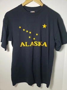 Vintage 90s Navy Blue Alaska Tshirt Big Dipper Stars Medium Puffy Graphic AA - Bild 1 von 7