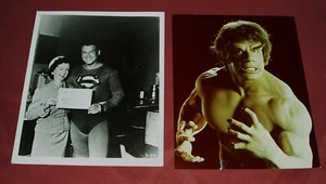 VINTAGE SUPER HEROES/SUPERMAN HULK 8X10 PHOTO LOT OF 2 - Picture 1 of 2