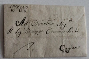 1840 PIEMONTE lettera APPIAQNO-OGGIONO+a Giuseppe E.SACCHI+2c TASSA+lineare-e740 - Picture 1 of 1