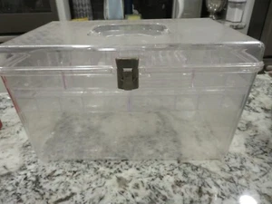 Vintage Wilson Wil-Hold 2 Trays Sewing Box/Case Clear 14” x 9” X 9” USA EUC - Picture 1 of 8