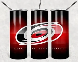 20oz Carolina Hurricanes hockey themed insulated tumbler with box, lid and straw - Picture 1 of 3