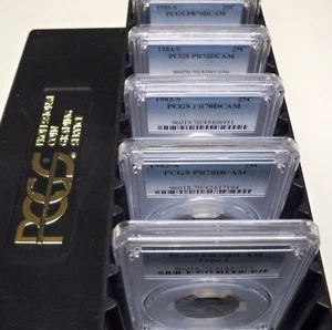 LOT of 5 25c PCGS PR70DCAM QUARTERS 1981 1982 1983 1984 1985 PROOF WASHINGTON - Picture 1 of 11