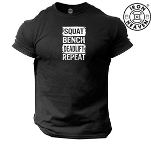 T-Shirt Squat Bench Deadlift Palestra Abbigliamento Bodybuilding Allenamento MMA Top - Foto 1 di 10