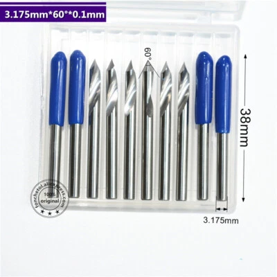 0.1mm Tip 3.175x60 Degree V Groove 1Flute Spiral Carbide Engraving Bit for Metal - Image 1 of 4