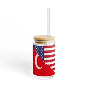 Vaso de sorbo de medio bandera americana de Turquía, 16 oz - Imagen 1 de 5