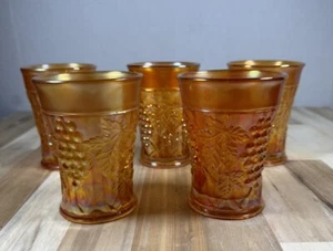 5 Vintage Northwood Ringelblume Karneval Glas Traube & Laube Patt. 4 Zoll Brille - Bild 1 von 3
