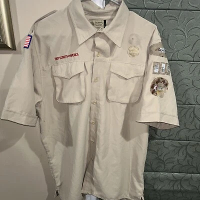 Vented Microfiber Poly Boy Scout BSA UNIFORM SHIRT Mens Medium Short Sleeve L75 - Image 1 of 4