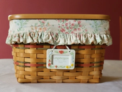 Longaberger Basket, Mother's Day 2002, Floral Liner, Protector, Photo Frame Cover