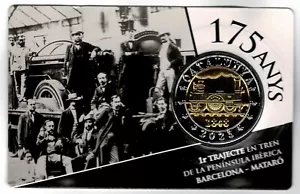 Moneda Prueba numismatica 175 Años Trayecto tren Barcelona Mataró 2023 Cataluña - Imagen 1 de 2