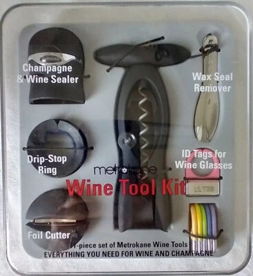 Kit de herramientas de vino Metrokane diseño polen juego de 11 piezas para vino champán nuevo sellado Foto 1 de 4