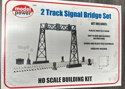 Model Power HO Kit 419 2 Track Signal Bridge Set Clarkesville Depot NIB - Image 1 of 4