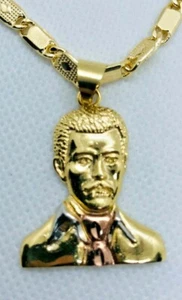 Jesus Malverde Pendant 18k Gold Plated 3 tones 26" Necklace Medalla y collar  - Picture 1 of 7