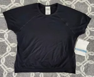 NWT Athleta Girl Shirt Top Large 12 Solid Black Short Sleeve Athletic Shirt Top - Picture 1 of 5