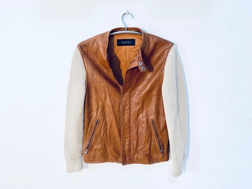 Giacca di pelle originale Gucci uomo taglia 44 M camicetta in pelle