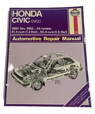 Manual de reparación automotriz Haynes Honda Civic CVCC #633 1980 a 1983 todos los modelos Foto 1 de 2