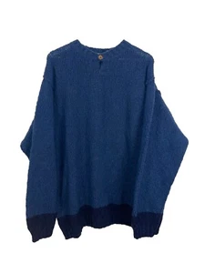 Fisherman Out of Ireland Mens Wool Blend Sweater Jumper Blue Button XL - Picture 1 of 9