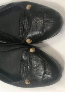 Balenciaga Shoes 39 BALLET FLATS Black Leather ARENA Gold Metal Studded Slippers - Picture 1 of 12