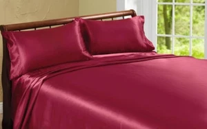 LUSSO Cal King set lenzuola piatte raso federa seta biancheria da letto liscia - Foto 1 di 12