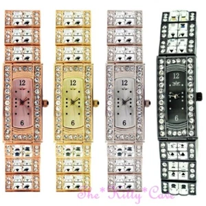 Deko Klassisch Schick Schlank Funkelnd Uhr Mit Quadratische Swarovski-Kristalle - Bild 1 von 15