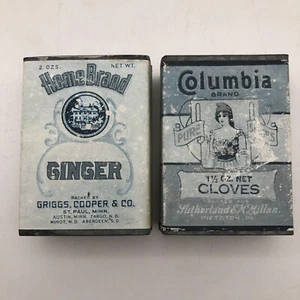 Vintage Reproduction Spice Tin Empty HomeBrand Ginger, Columbia Cloves DECOR - Picture 1 of 7