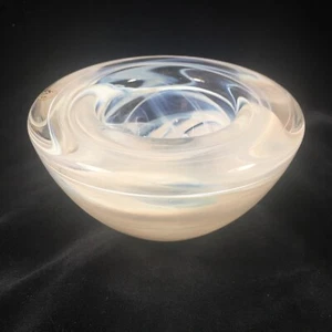 Kosta Boda Sweden Art Glass White and Blue Swirl Votive Candle Holder Bowl - Bild 1 von 9