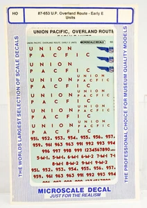 MICROSCALE HO SCALE 87-653 U.P. OVERLAND ROUTE EARLY E UNIT DECAL - Picture 1 of 1
