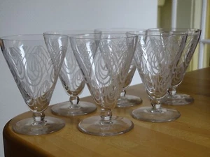 SAINT LOUIS 6 ANCIENS VERRES A VIN EN CRISTAL MODELE ASTRID ART DECO ht 9,8 cm - Picture 1 of 10