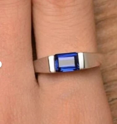 Anillo de tanzanita natural para hombre en plata de ley 925, regalo de aniversario para él Foto 1 de 3