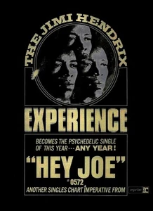 1967 JIMI HENDRIX EXPERIENCE Hey Joe 13 x 17 disco de reproducción anuncio de promoción - Imagen 1 de 1