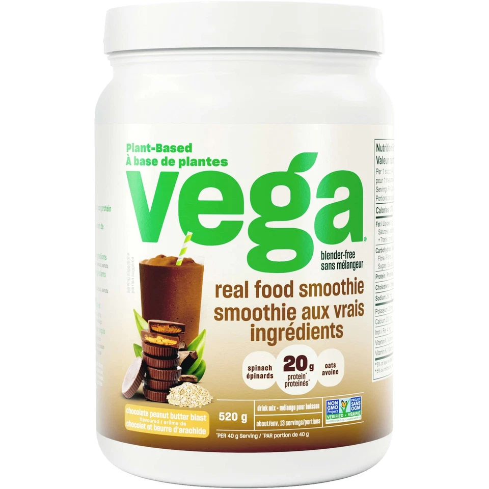 Batido de comida real Vega chocolate mantequilla de maní sabroso alimentos integrales 520 g NUEVO Foto 1 de 1