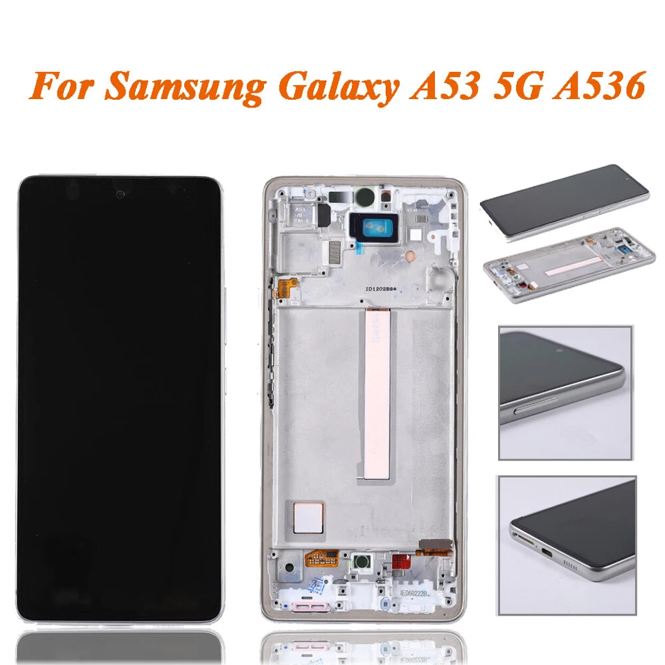 Smaller OLED For Samsung Galaxy A53 A536 LCD Display Touch Screen + White Frame - Image 1 of 4